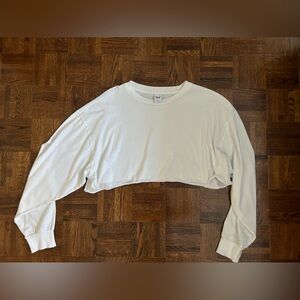 TNA white cropped cotton long sleeve